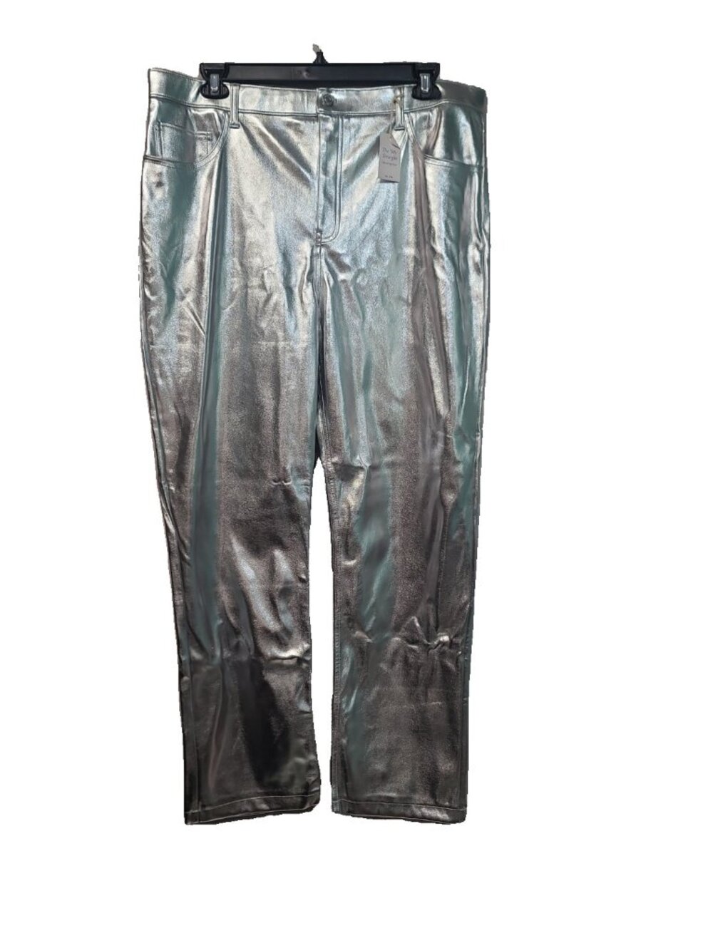 Abercrombie & Fitch The '90s Straight Pants Size 18 Metallic Silver NWT